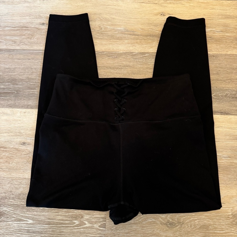 Victoria’s Secret Women’s 12/170/76A Black Yoga Leggings with Mock Tie Front